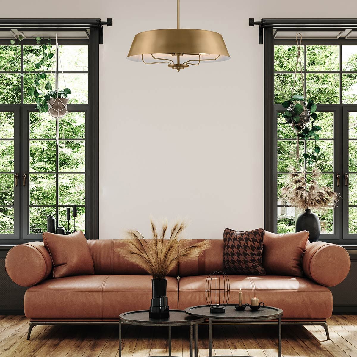 Luella 4lt Pendelleuchte mit zwei Halterungen, gebürstetes Naturmessing - Elsteadlighting - leuchtengrosshandel24