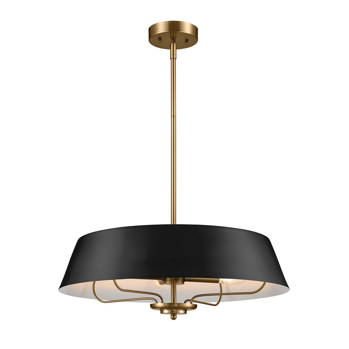 Luella 4lt Pendelleuchte mit zwei Halterungen - Schwarz und Messing - Elsteadlighting - leuchtengrosshandel24