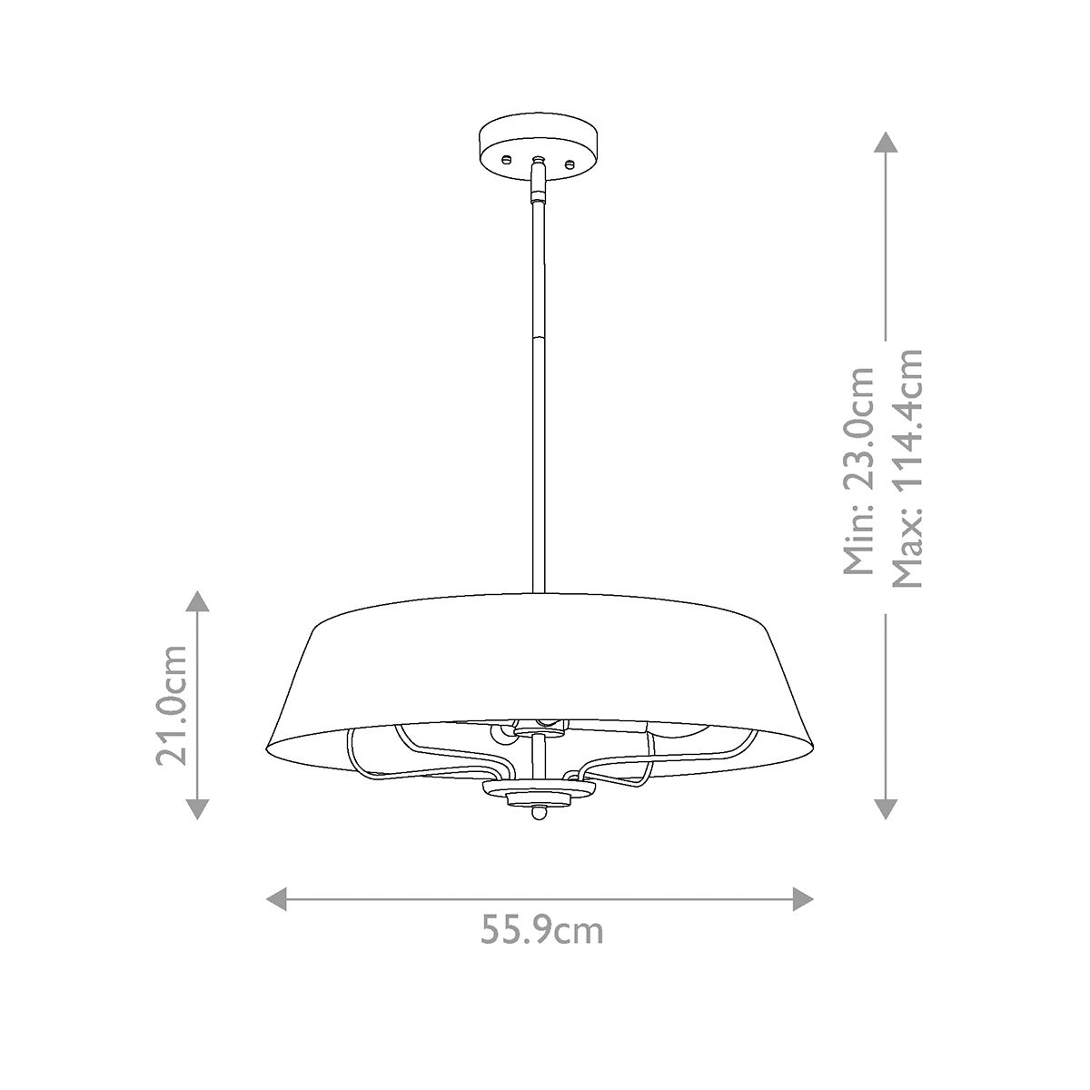Luella 4lt Pendelleuchte mit zwei Halterungen - Schwarz und Messing - Elsteadlighting - leuchtengrosshandel24