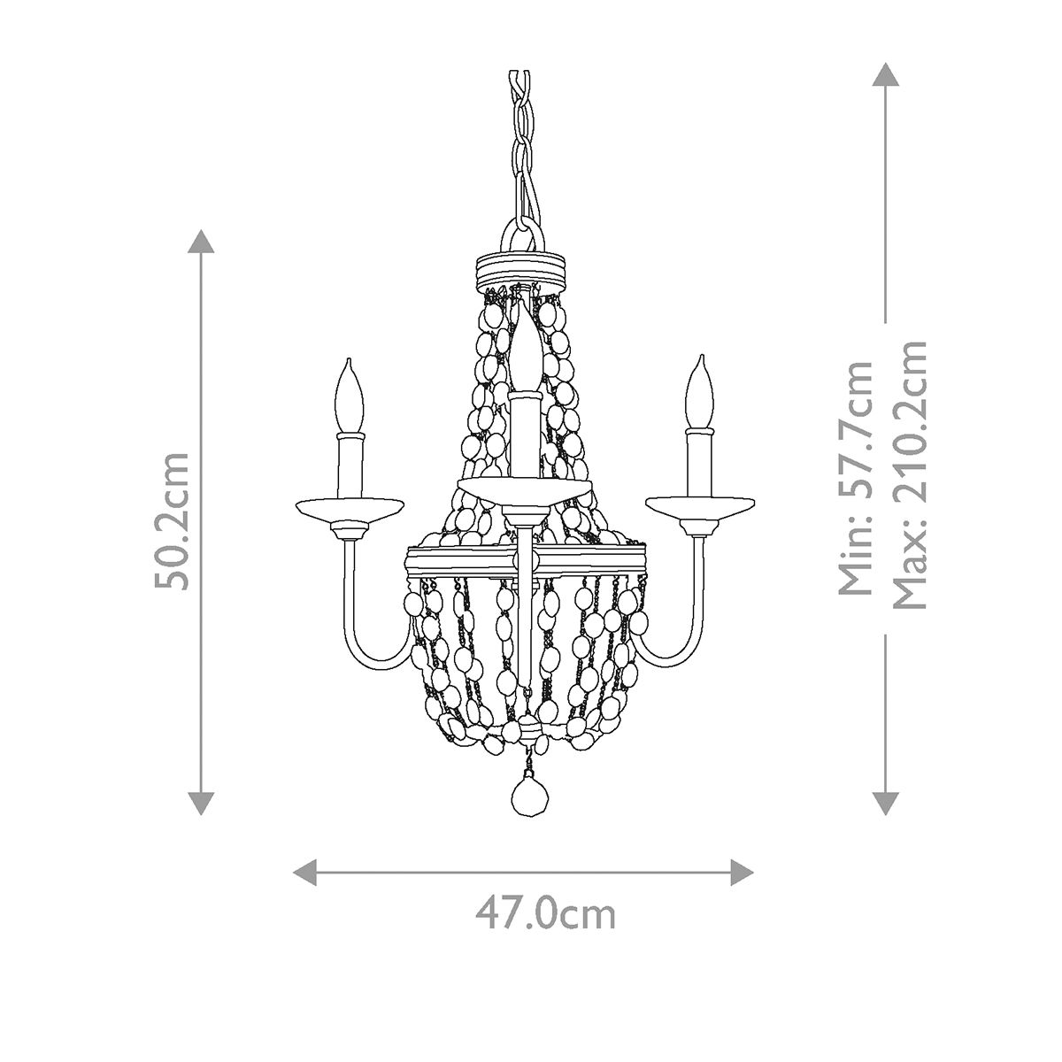 Malia Kronleuchter mit 3 Lichtern, poliertes Nickel - Elsteadlighting - leuchtengrosshandel24