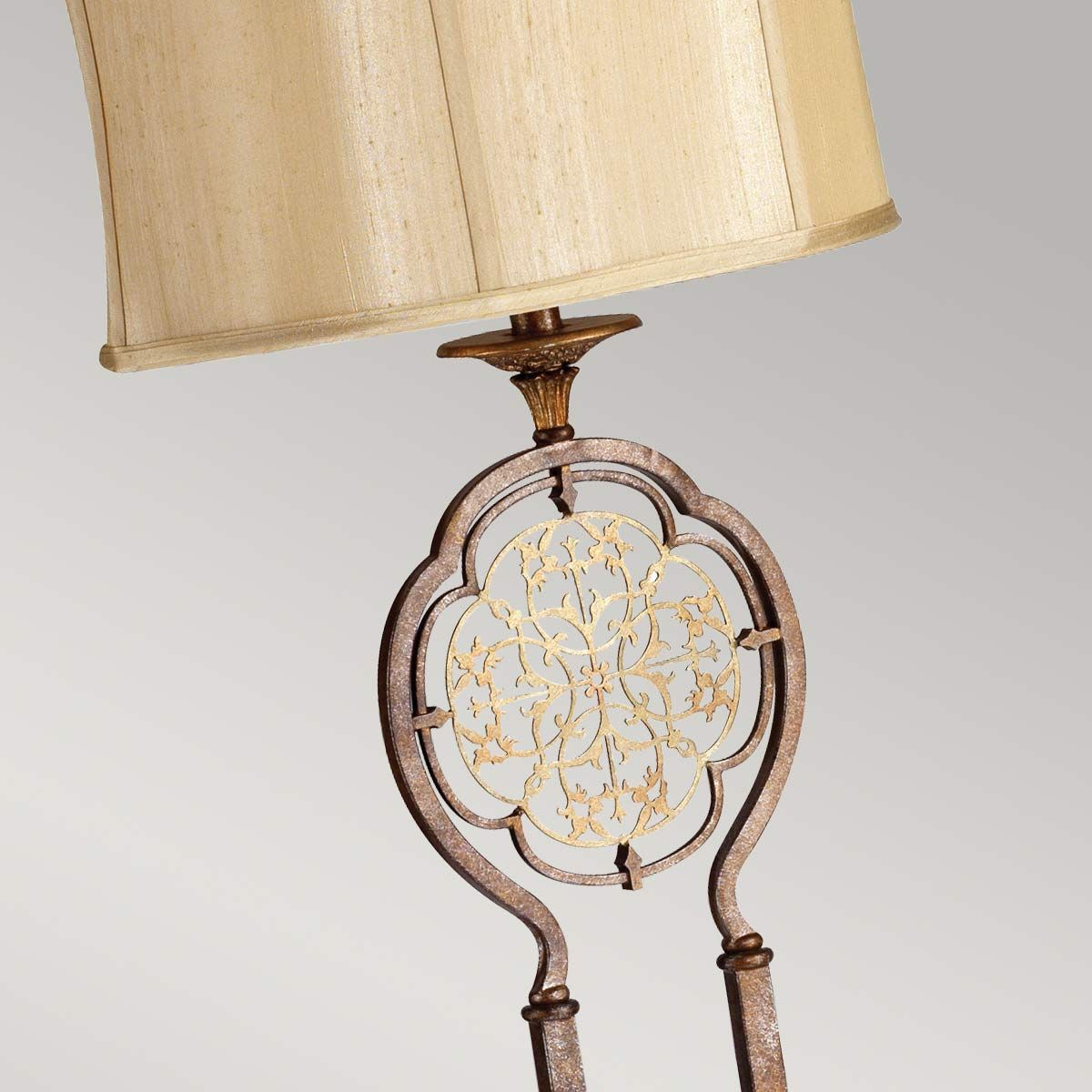 Marcella 1-flammige Stehlampe - Britische Bronze/Oxidierte Bronze mit hellgoldenem Schirm - Elsteadlighting - leuchtengrosshandel24