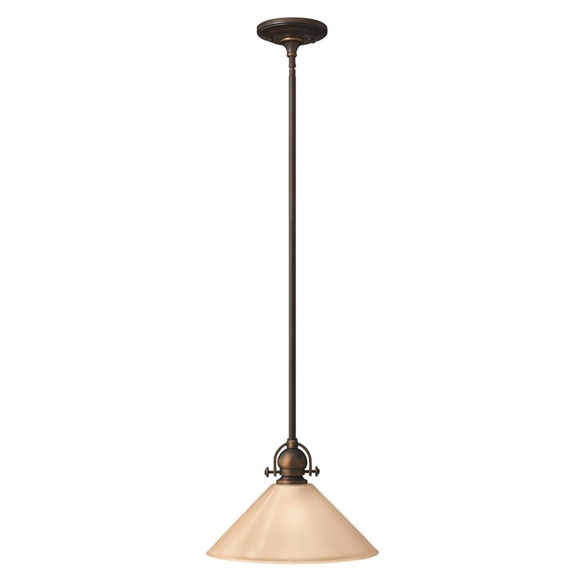 Mayflower 1-flammige Mini-Pendelleuchte - Alte Bronze, Stahl, geätztes Bernsteinglas - Elsteadlighting - leuchtengrosshandel24
