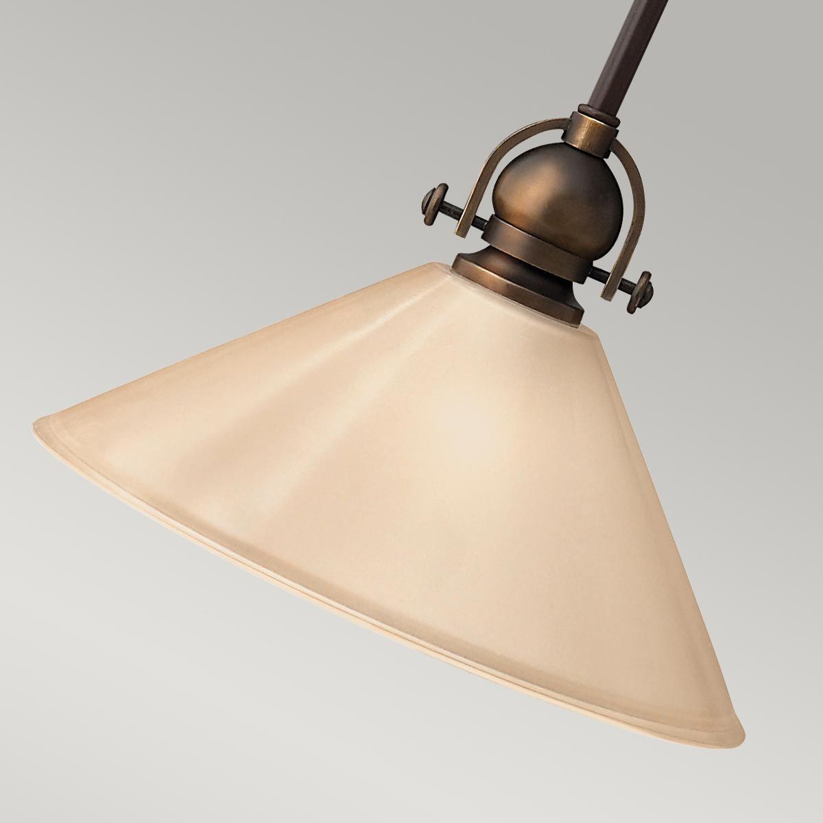 Mayflower 1-flammige Mini-Pendelleuchte - Alte Bronze, Stahl, geätztes Bernsteinglas - Elsteadlighting - leuchtengrosshandel24