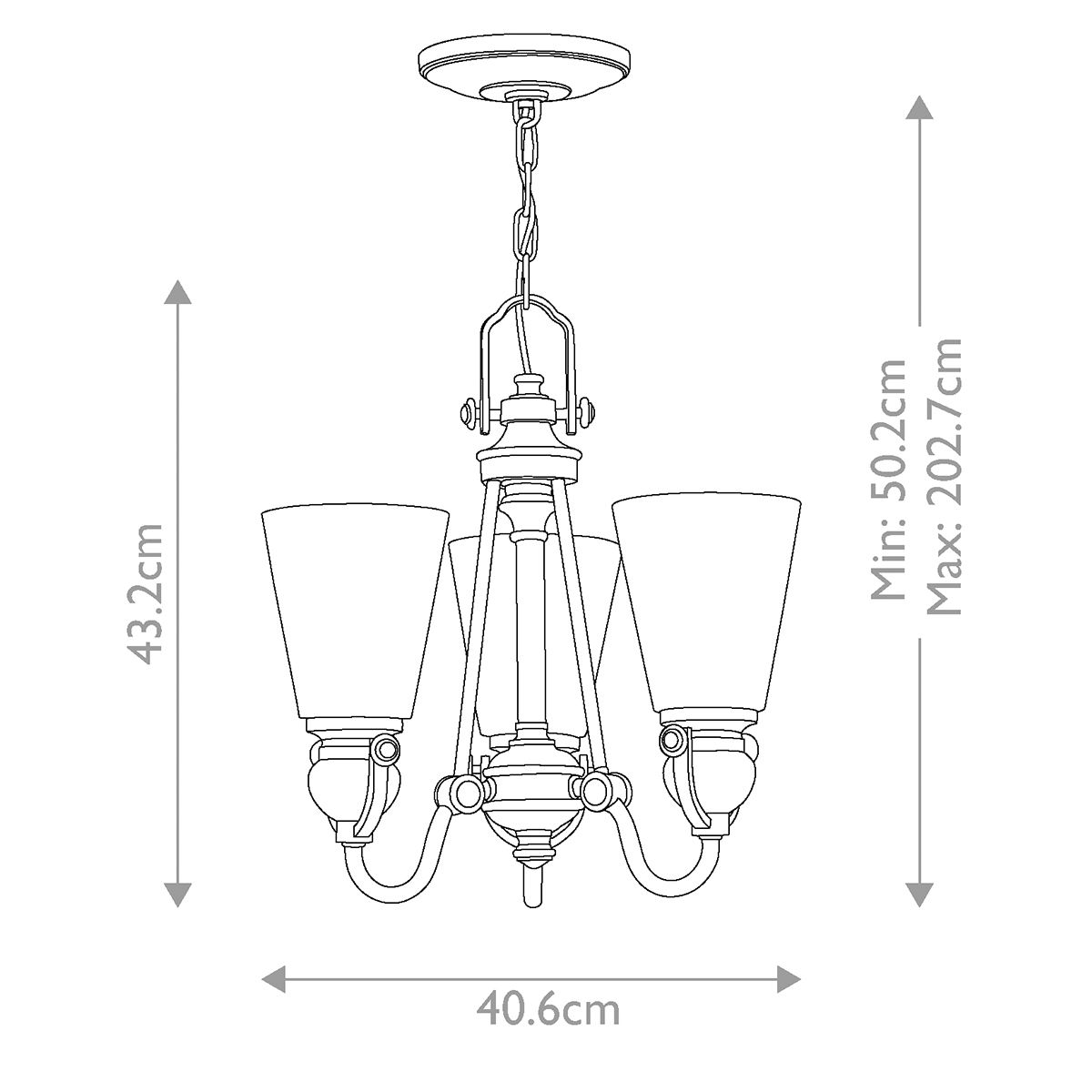 Mayflower Kronleuchter mit 3 Lichtern, alte Bronze - Elsteadlighting - leuchtengrosshandel24
