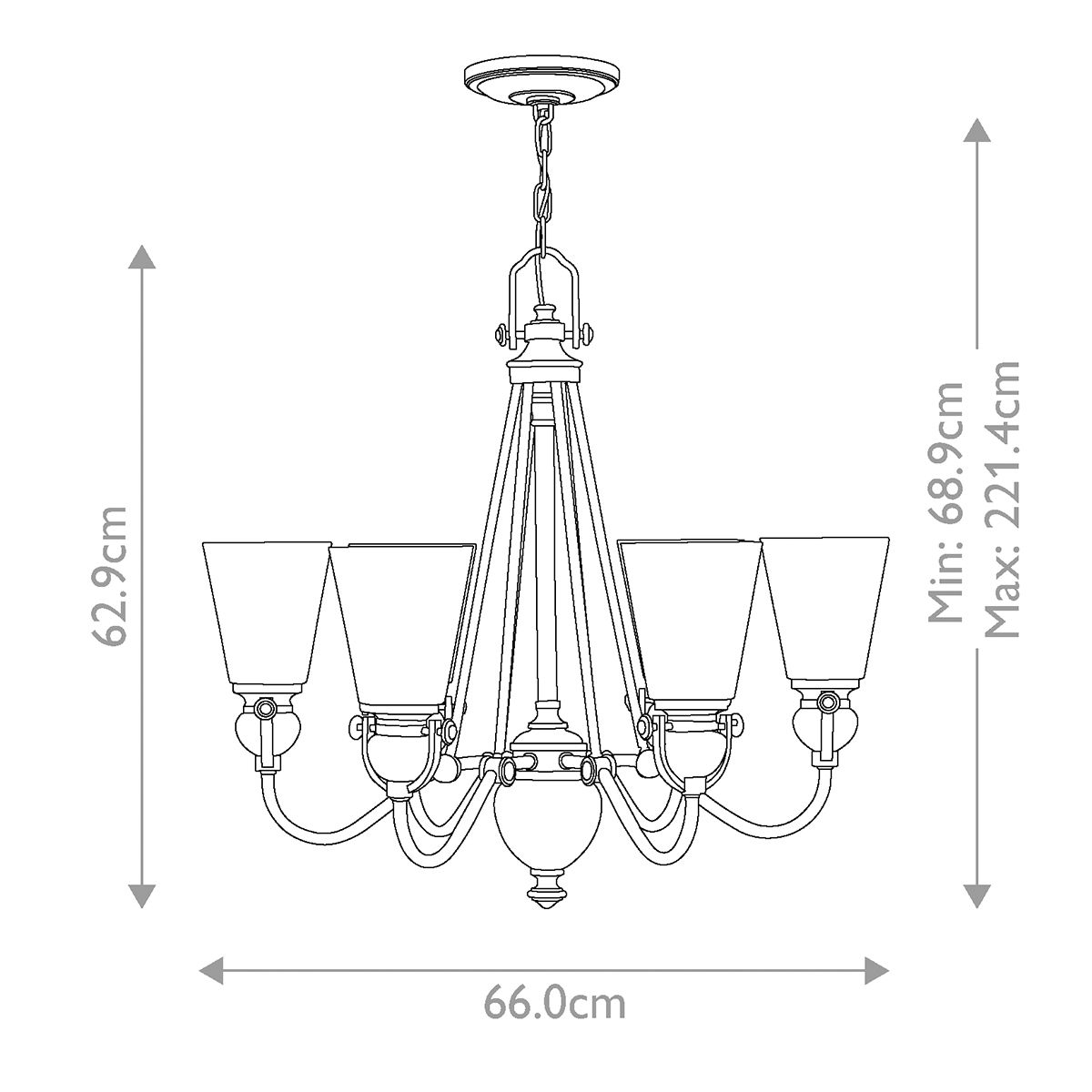 Mayflower Kronleuchter mit 6 Lichtern, alte Bronze - Elsteadlighting - leuchtengrosshandel24