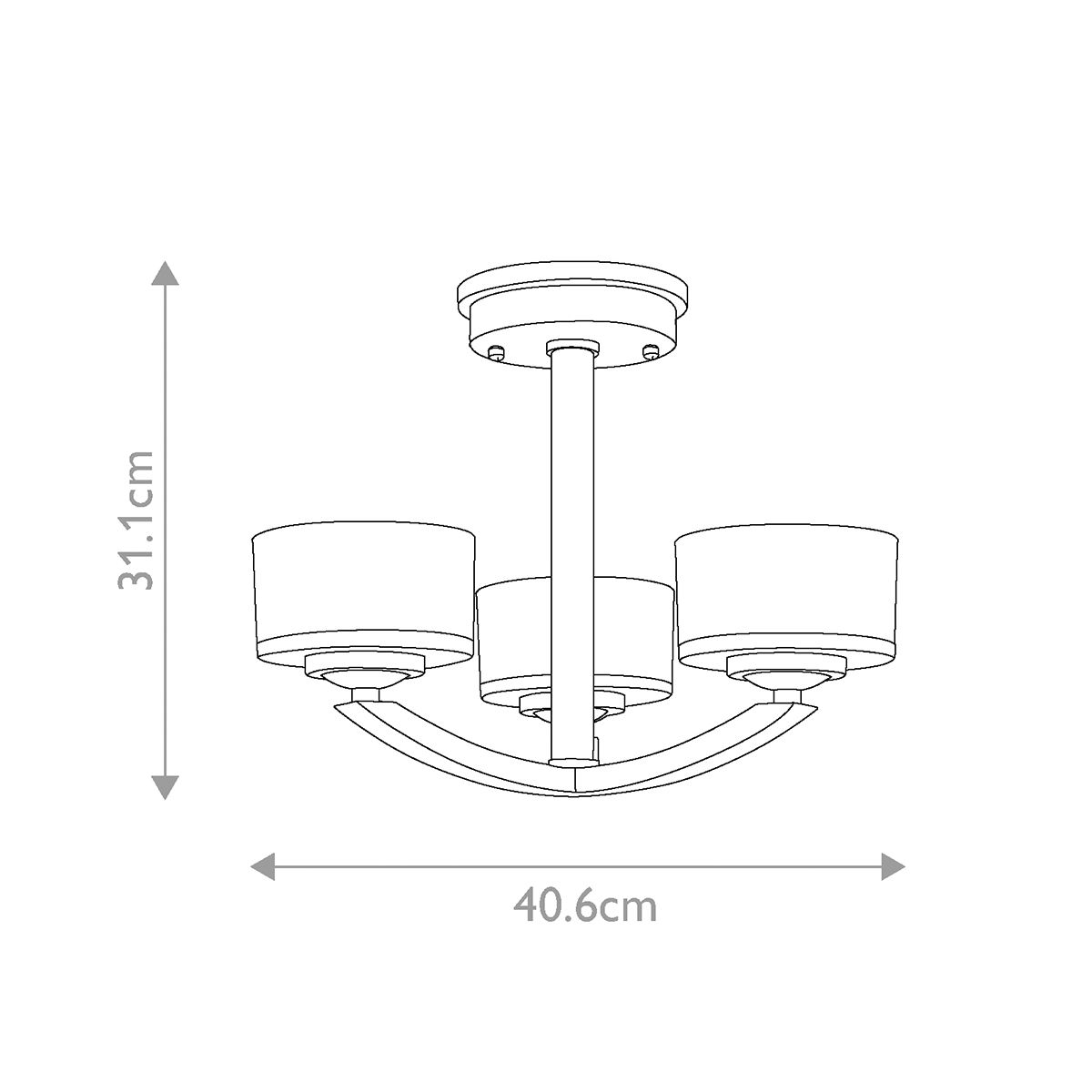 Meridian 3-flammige Halbdeckenleuchte, gebürstetes Nickel - Elsteadlighting - leuchtengrosshandel24