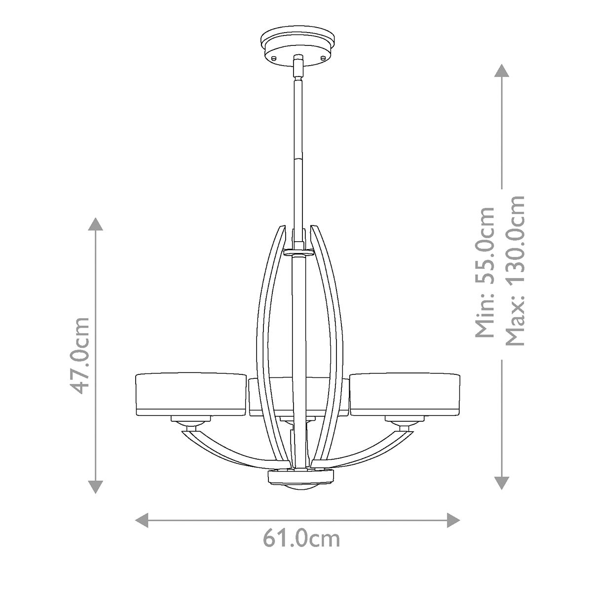 Meridian Kronleuchter mit 3 Lichtern, gebürstetes Nickel - Elsteadlighting - leuchtengrosshandel24