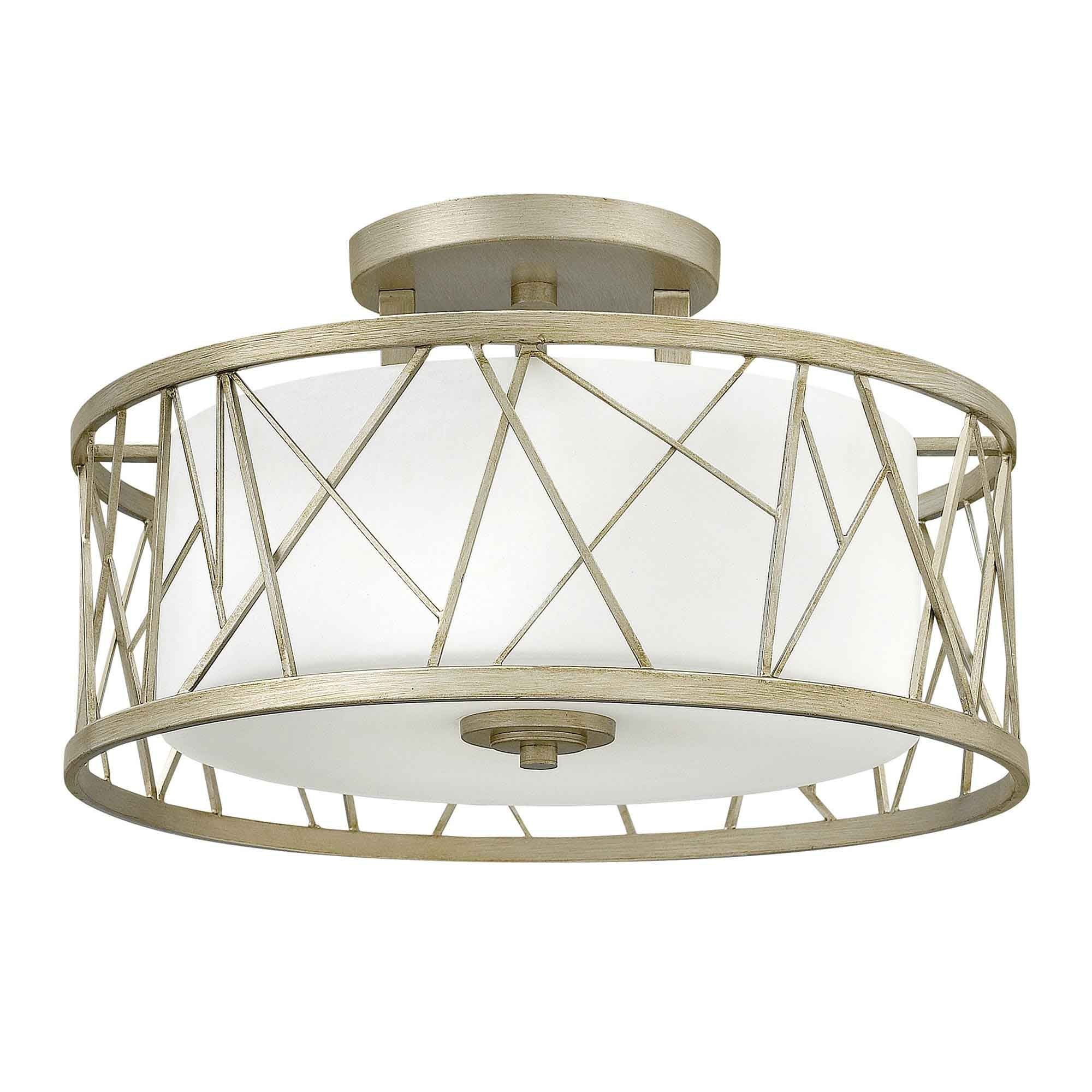 Nest 3-flammig, halbbündig - Blattsilber, Leinenglas - Elsteadlighting - leuchtengrosshandel24