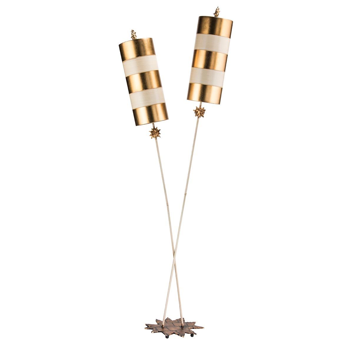 Nettle Luxe Stehlampe mit 2 Lichtern, Gold und Taupe - Elsteadlighting - leuchtengrosshandel24