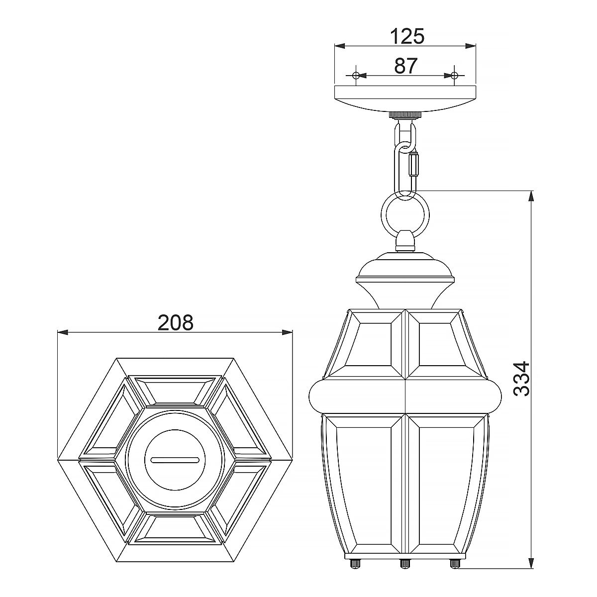 Newbury 1 - flammige mittelgroße Kettenlaterne, lackiertes poliertes Messing - Elsteadlighting - QZ - NEWBURY8 - M - PB