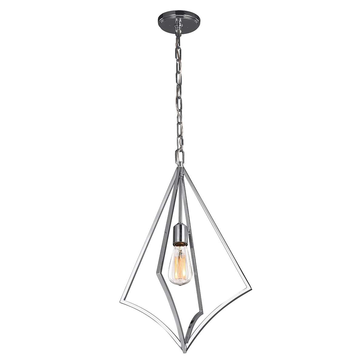 Nico Pendelleuchte, 1-flammig, mittelgroß, poliertes Chrom - Elsteadlighting - leuchtengrosshandel24