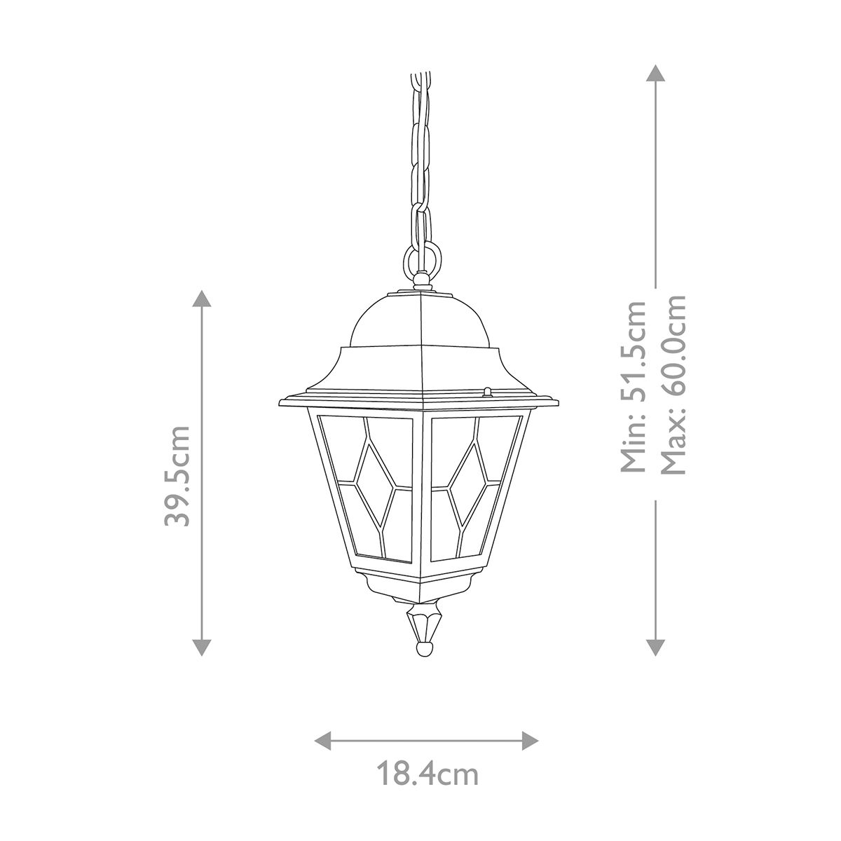 Norfolk 1 - flammige Kettenlaterne - Schwarz - Elsteadlighting - NR9 - BLK