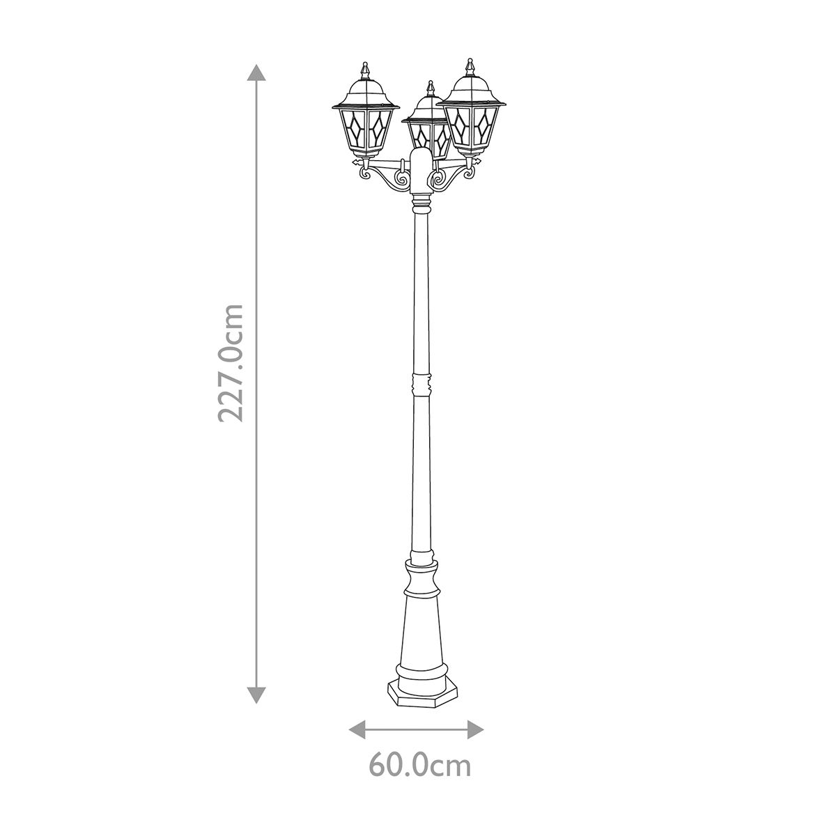 Norfolk Laternenpfahl mit 3 Lichtern, Schwarz - Elsteadlighting - NR8 - BLK