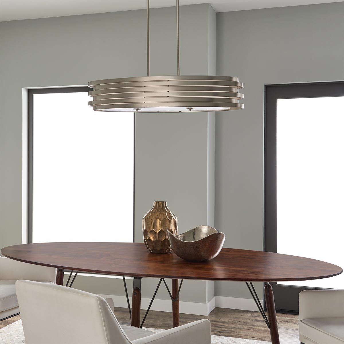 Ovale Pendelleuchte Roswell mit 3 Lichtern, gebürstetes Nickel - Elsteadlighting - KL - ROSWELL - ISLE