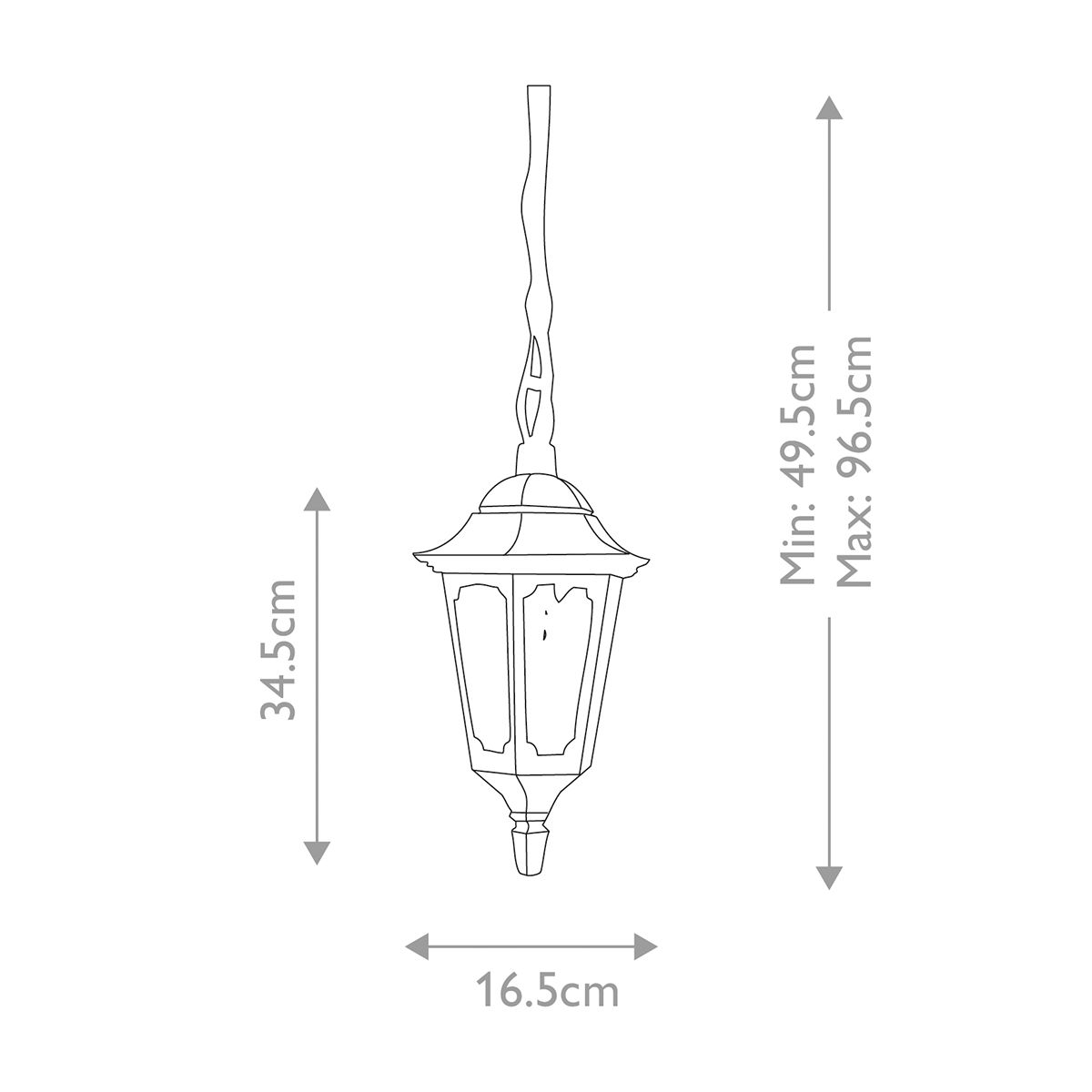Parish Mini - Kettenlaterne mit 1 Licht, Schwarz - Elsteadlighting - PRM9 - BLACK