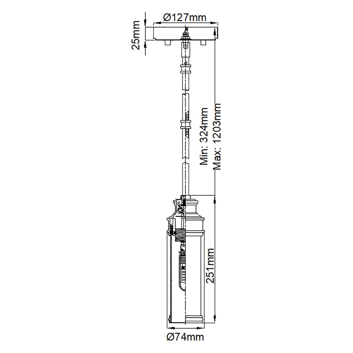 Payne 1 - flammige Mini - Pendelleuchte - Poliertes Chrom - Elsteadlighting - FE - PAYNE - MPBATH