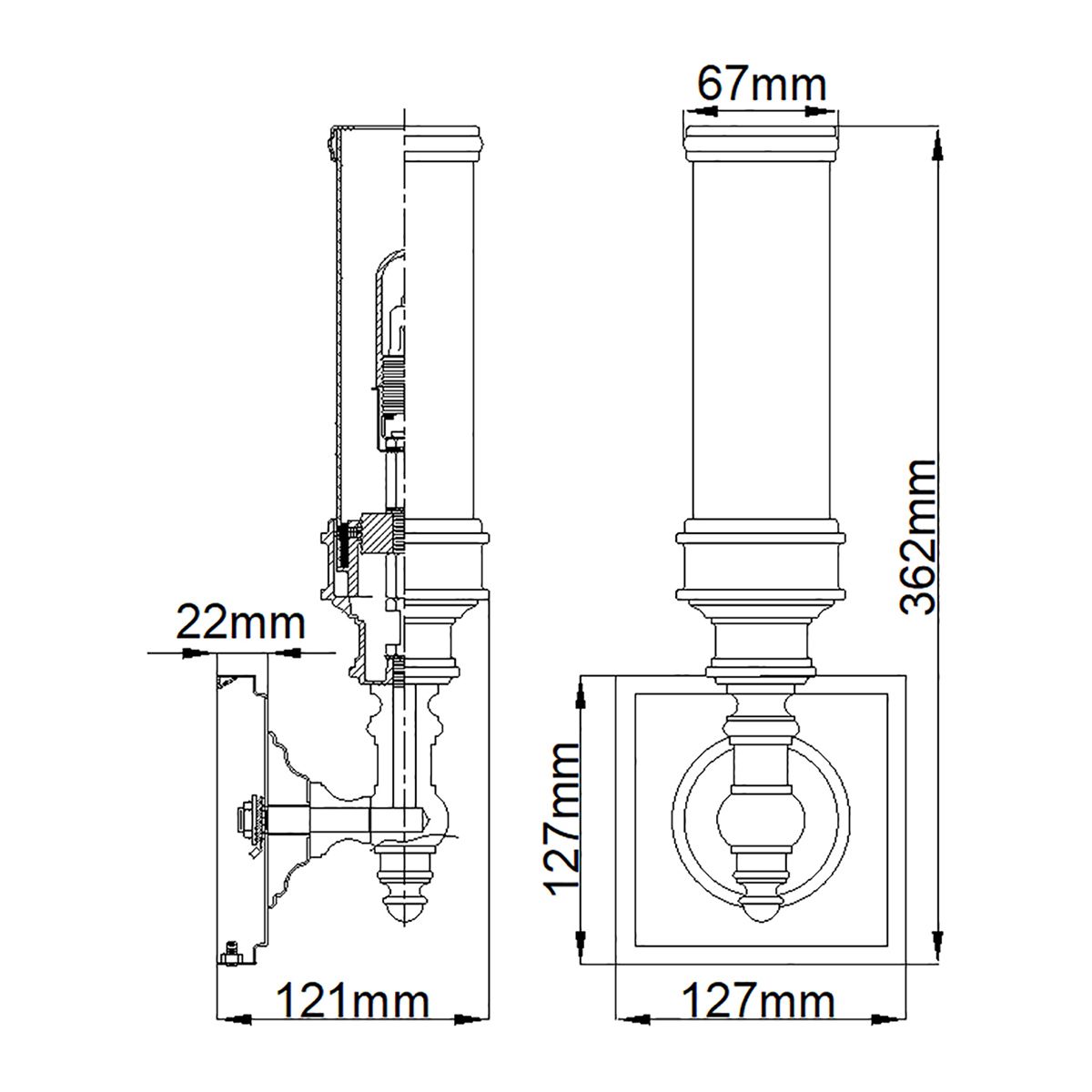 Payne 1 - flammige Wandleuchte - Poliertes Chrom - Elsteadlighting - FE - PAYN - OR1 - BATH