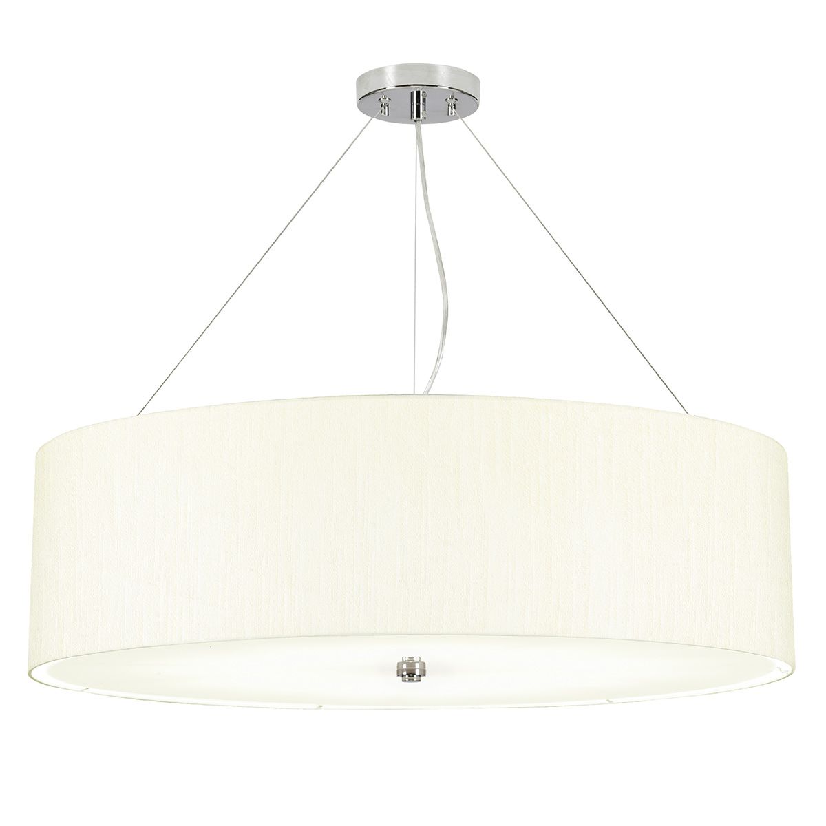 Pearce 30" Pendelleuchte mit Deckenplatte aus poliertem Chrom - Poliertes Chrom mit elfenbeinfarbenem Lampenschirm - Elsteadlighting - DL - PEARCE30 - 7LT - IV - PC