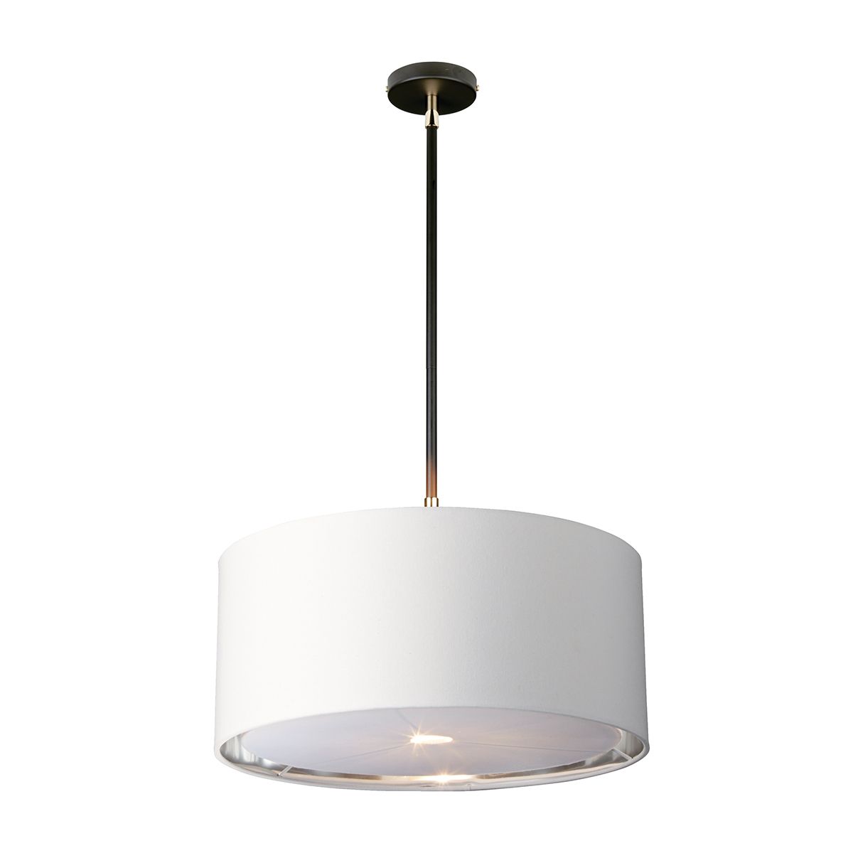 Pendelleuchte Balance 1-flammig - Schwarz/Poliertes Nickel mit weißem Schirm - Elsteadlighting - leuchtengrosshandel24