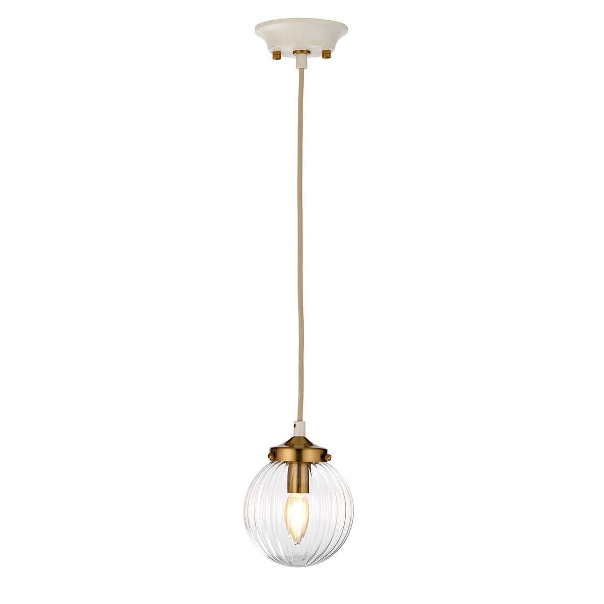 Pendelleuchte Cosmos 1-flammig - Cremefarben lackiertes und gealtertes Messing - Elsteadlighting - leuchtengrosshandel24