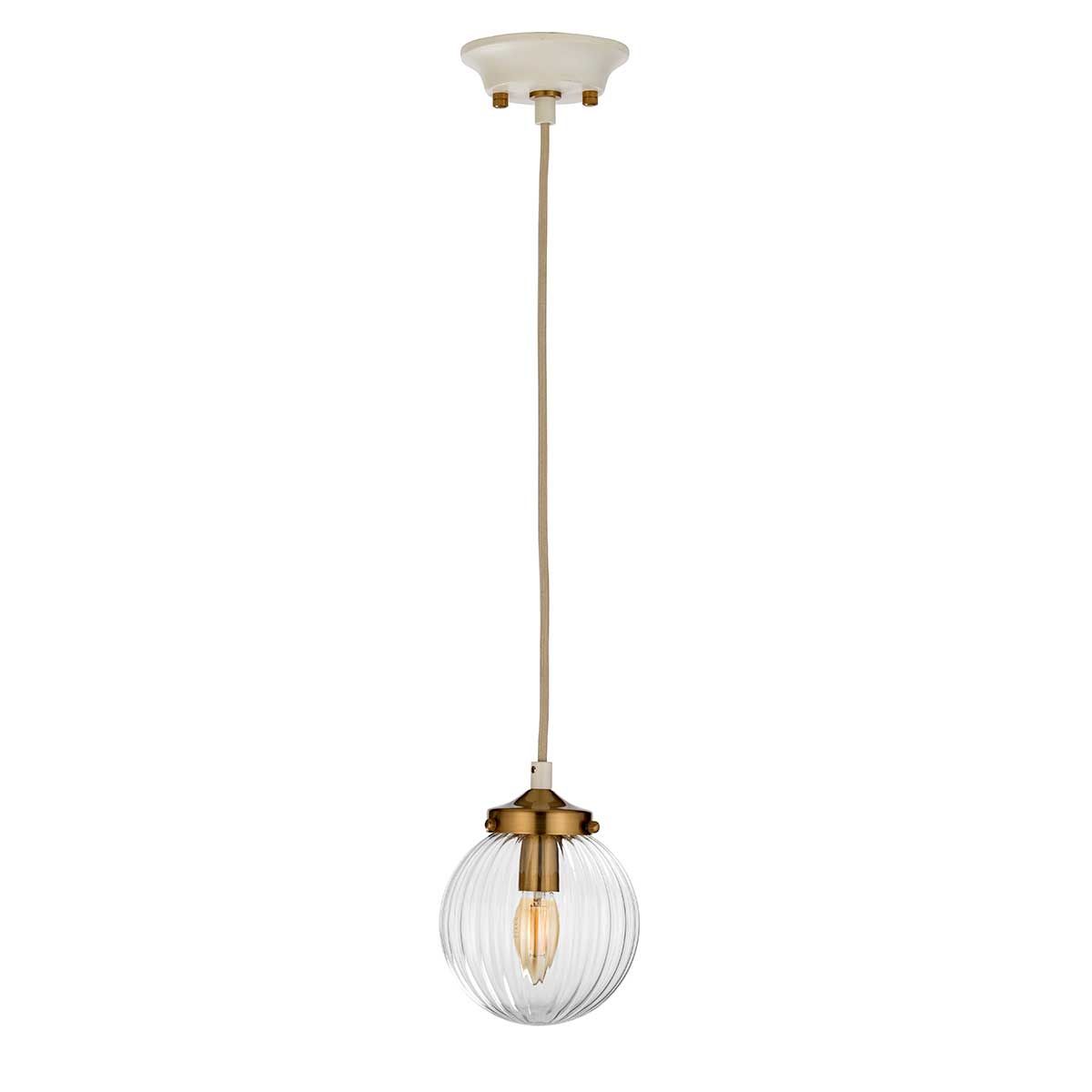 Pendelleuchte Cosmos 1-flammig - Cremefarben lackiertes und gealtertes Messing - Elsteadlighting - leuchtengrosshandel24