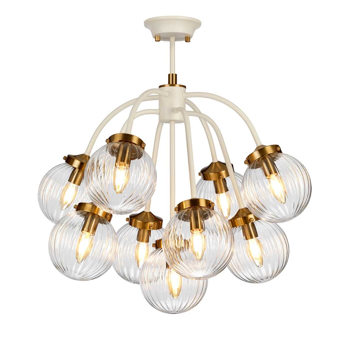 Pendelleuchte Cosmos 9-flammig - Cremefarben lackiertes und gealtertes Messing - Elsteadlighting - leuchtengrosshandel24