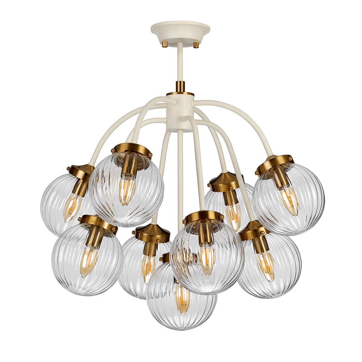 Pendelleuchte Cosmos 9-flammig - Cremefarben lackiertes und gealtertes Messing - Elsteadlighting - leuchtengrosshandel24