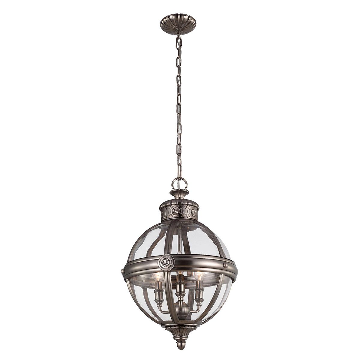 Pendelleuchter Adams mit 3 Lichtern, Antik-Nickel - Elsteadlighting - leuchtengrosshandel24