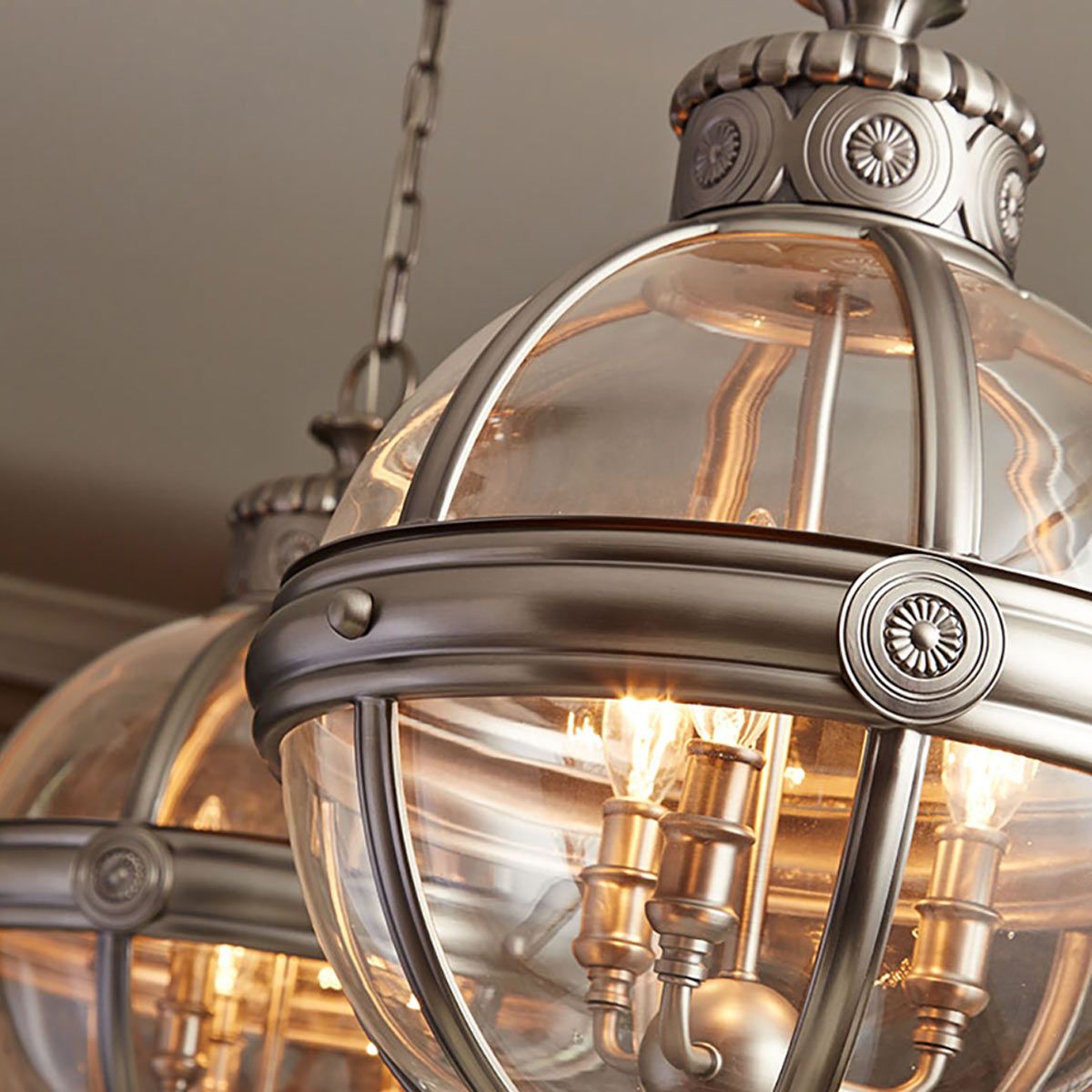 Pendelleuchter Adams mit 3 Lichtern, Antik-Nickel - Elsteadlighting - leuchtengrosshandel24