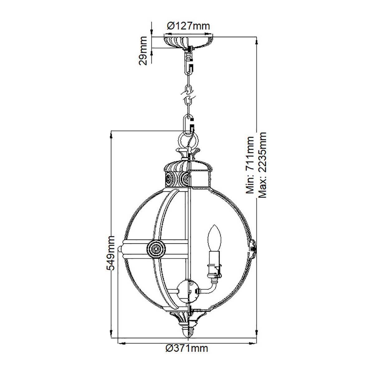 Pendelleuchter Adams mit 3 Lichtern, Antik-Nickel - Elsteadlighting - leuchtengrosshandel24