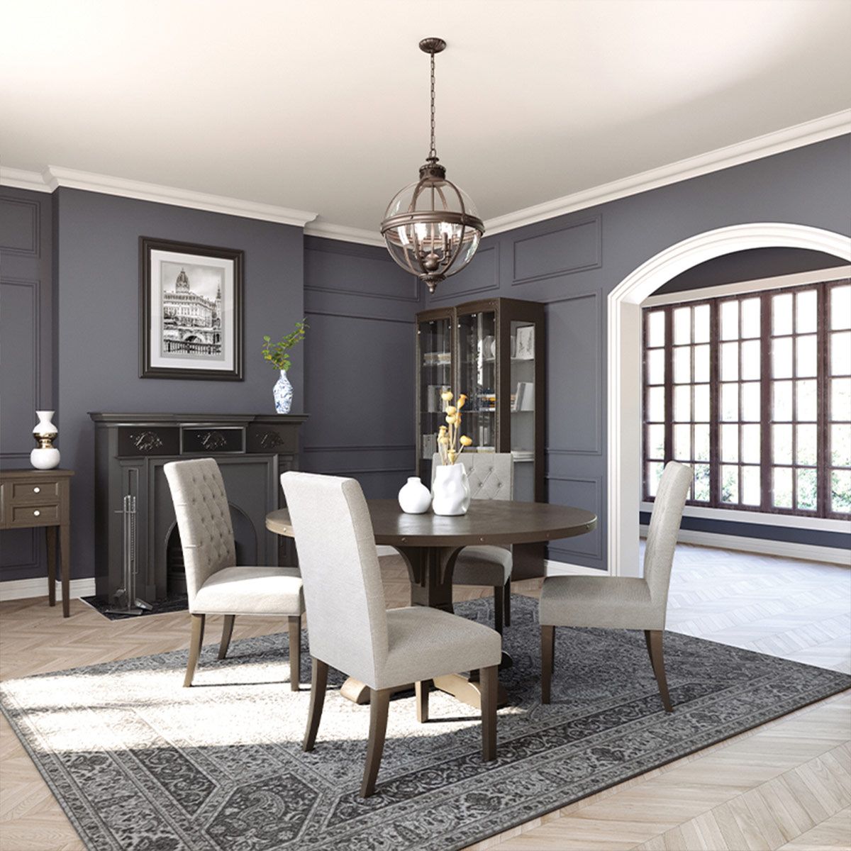 Pendelleuchter Adams mit 4 Lichtern, Antik-Nickel - Elsteadlighting - leuchtengrosshandel24