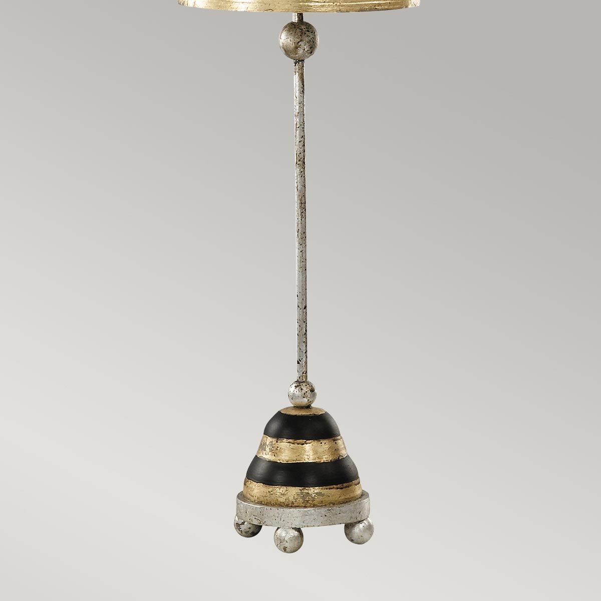 Phoenician 1 - flammige Tischlampe – Blattschwarz, Blattgold und Blattsilber mit Schirm in Blattschwarz und Blattgold - Elsteadlighting - FB - PHOENICIAN - TL