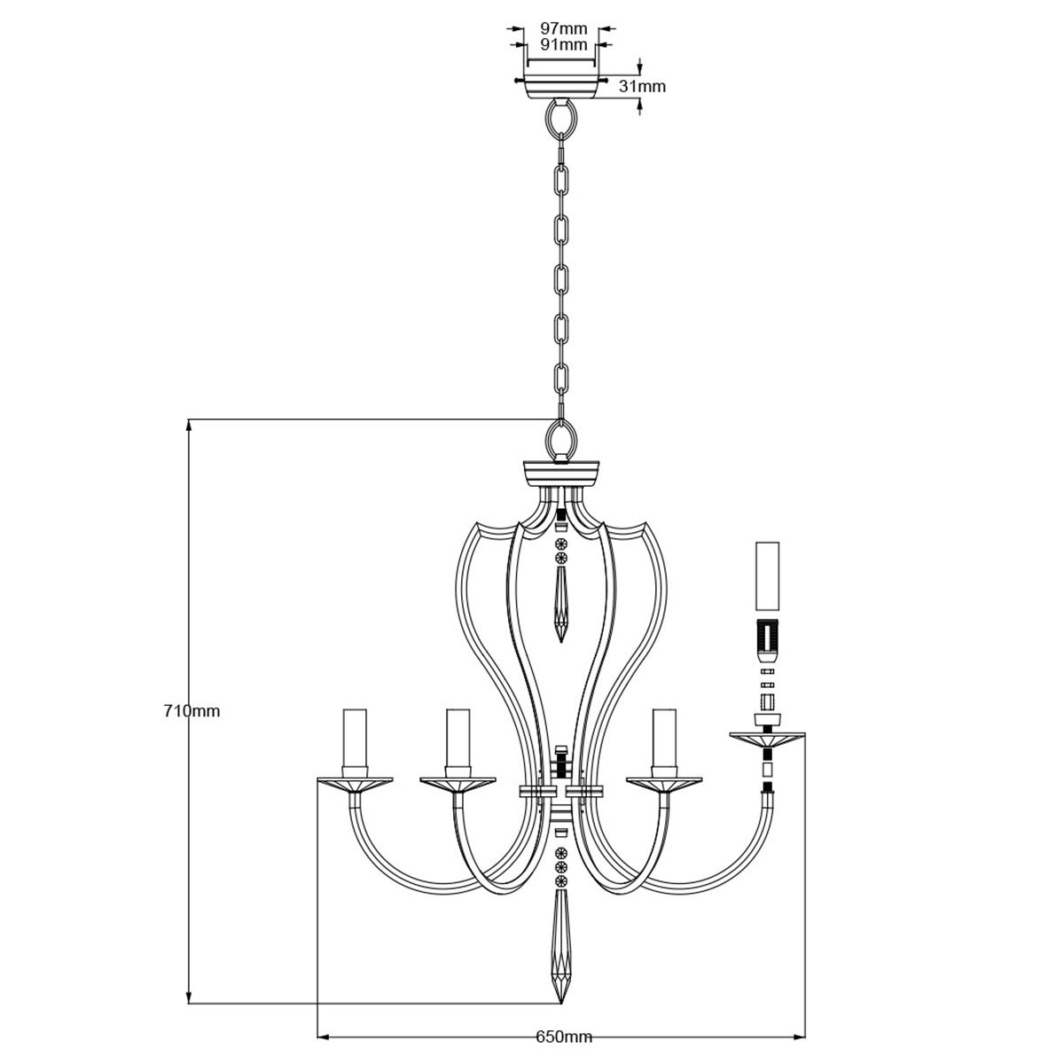Pimlico Kronleuchter mit 6 Lichtern, dunkle Bronze - Elsteadlighting - PM6 - DB