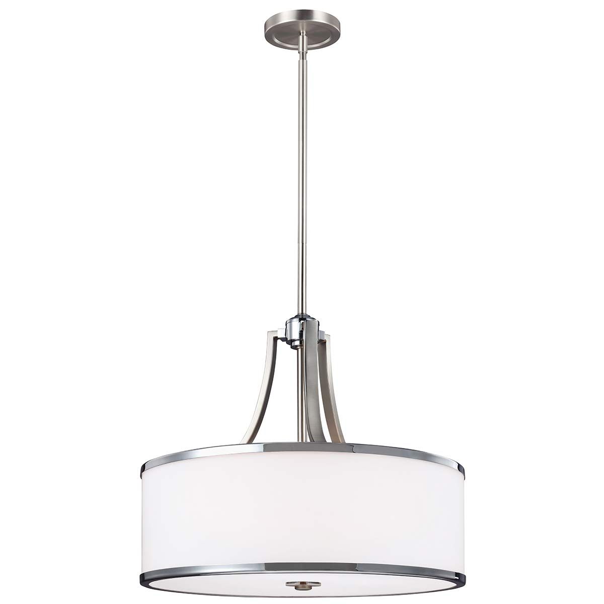 Prospect Park Pendelleuchte, 4 - flammig, Satin - Nickel mit Chrom - Elsteadlighting - FE - PROSPECT - PARK - 4P