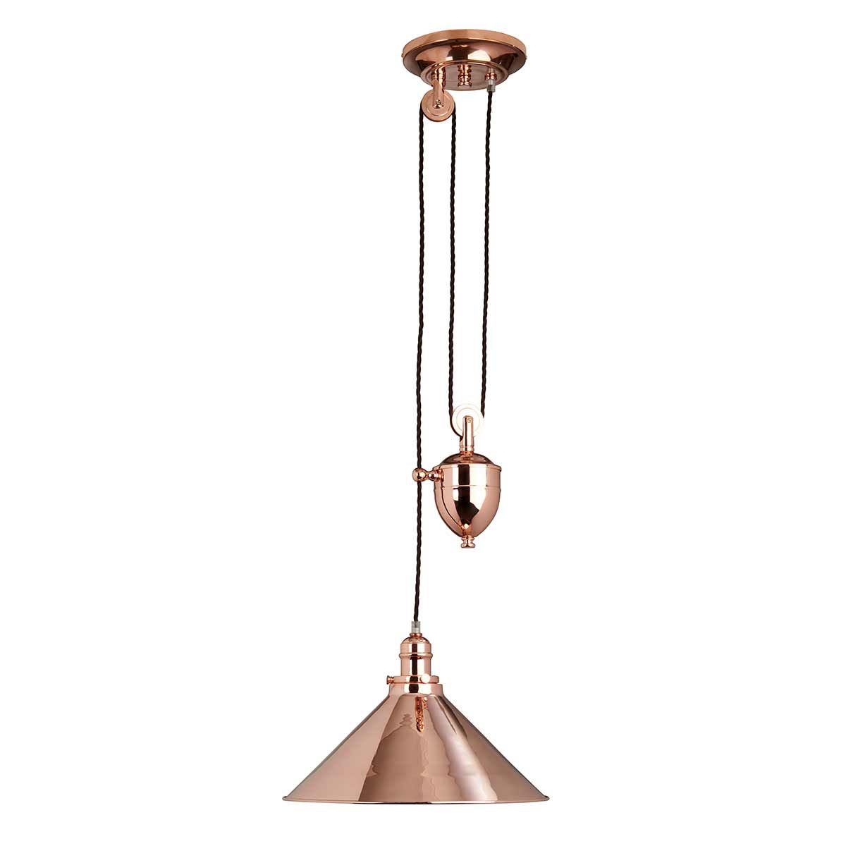 Provence 1 - flammige Pendelleuchte „Rise and Fall“ – poliertes Kupfer - Elsteadlighting - PV - P - CPR