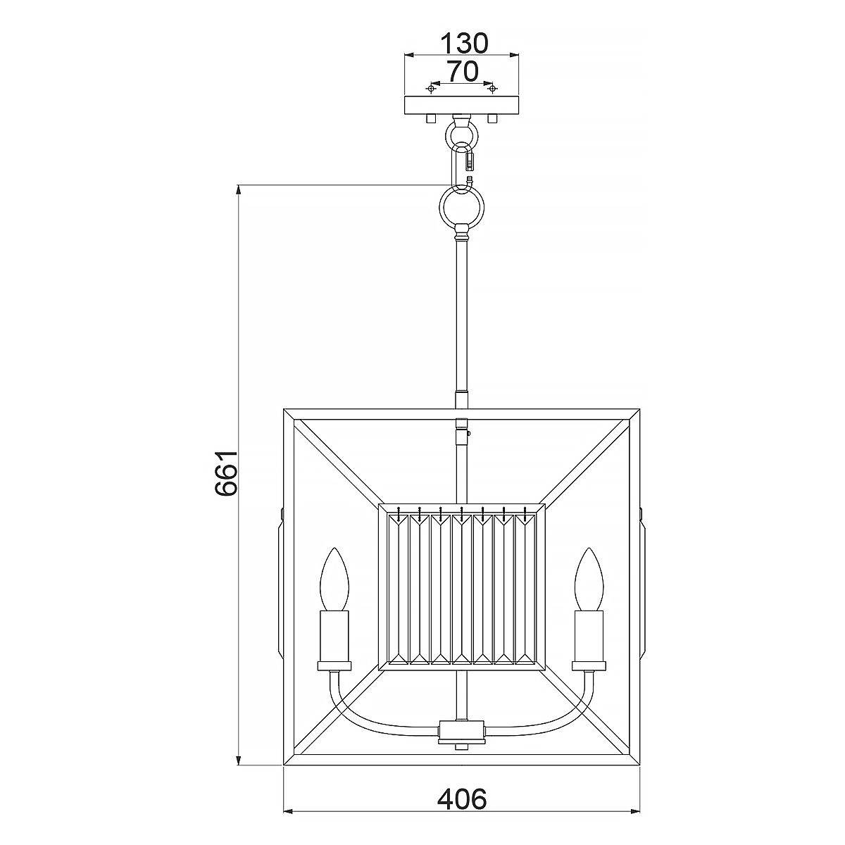 Quadratische Pendelleuchte Lakeside mit 4 Lichtern, Vintage-Gold - Elsteadlighting - leuchtengrosshandel24