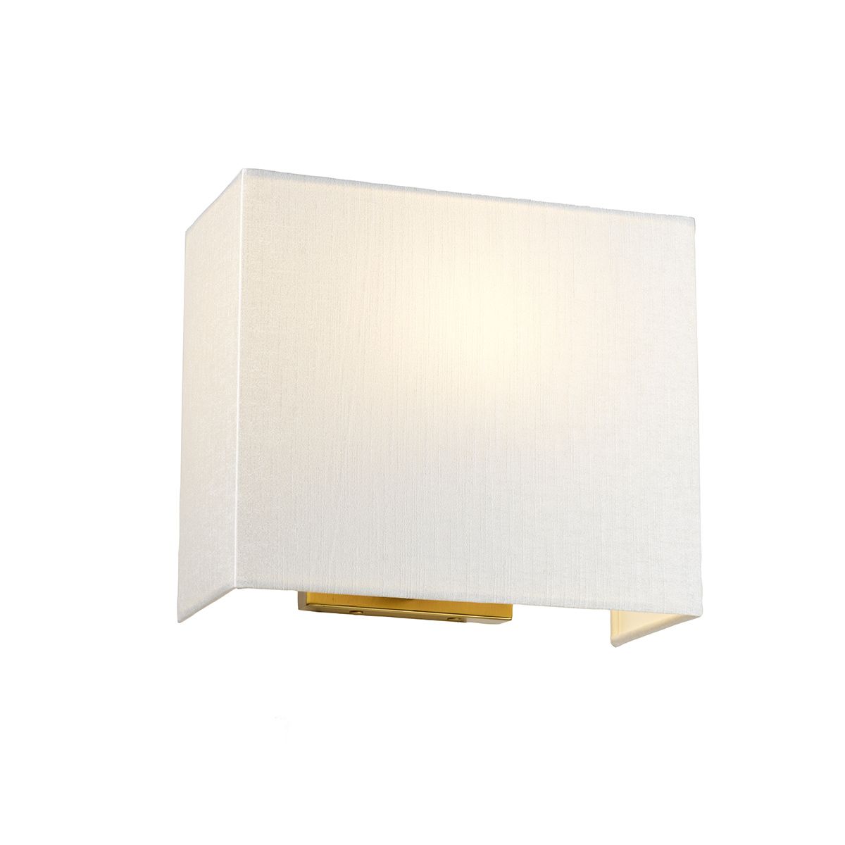 Rechteckige Wandleuchte Riley, mittelgroß, mit Rückplatte aus gealtertem Messing und elfenbeinfarbenem Schirm - Elsteadlighting - DL - RILEY - M - IV - AB