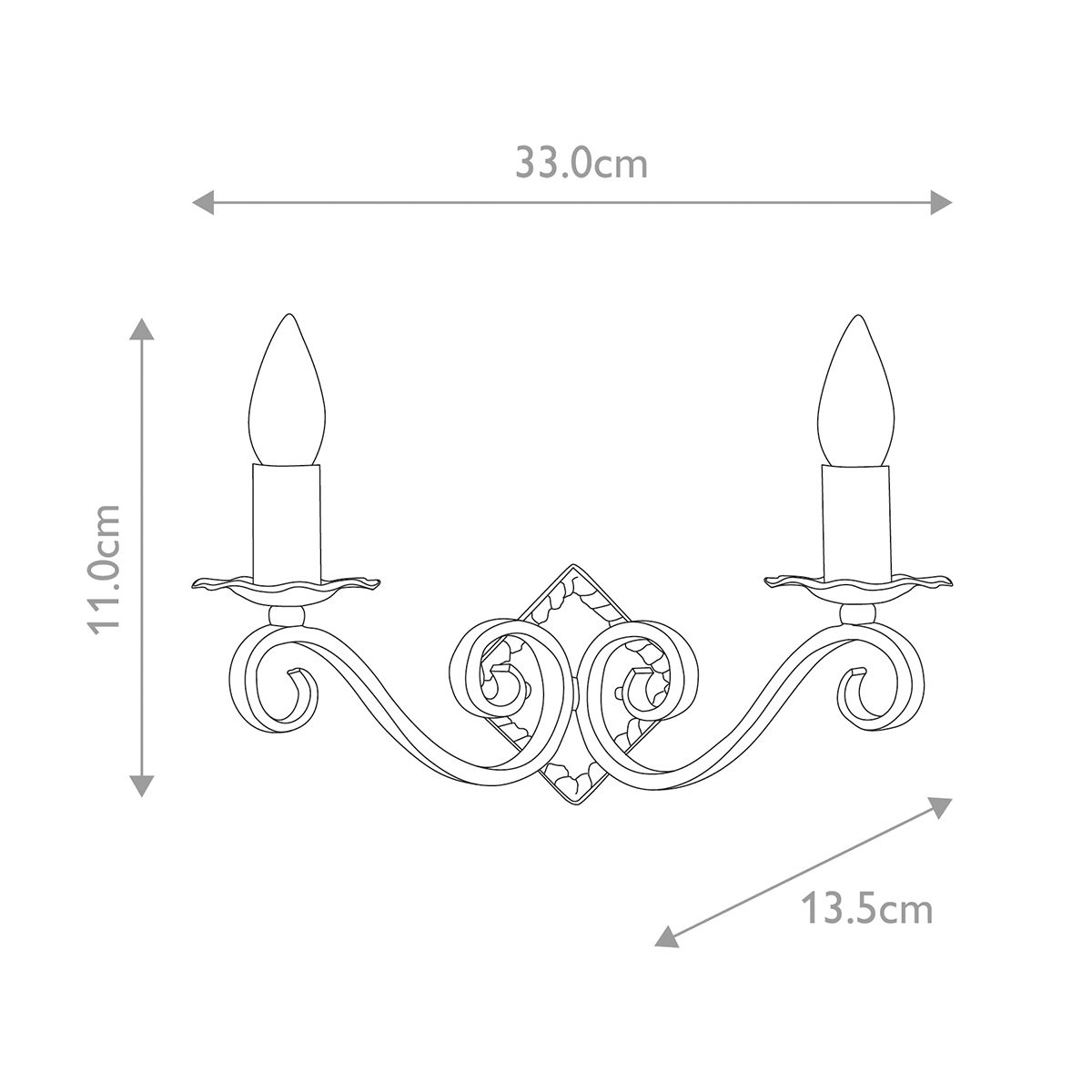 Rectory 2 - flammige Wandleuchte, Schwarz, Gusseisen - Elsteadlighting - RY2A - BLACK