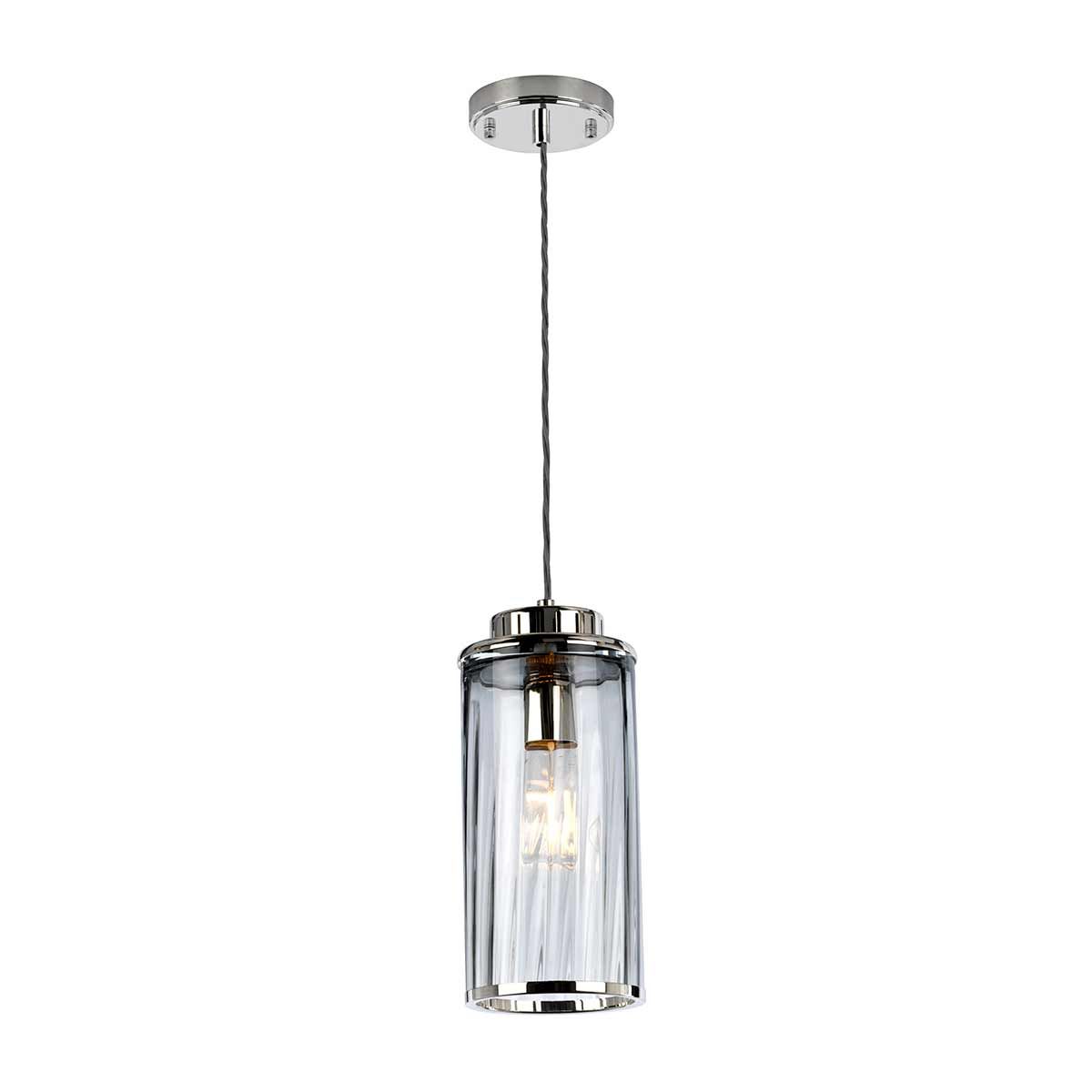 Reno 1 - flammige Pendelleuchte - Poliertes Nickel, Rauchglas - Elsteadlighting - RENO - P - SMOKE