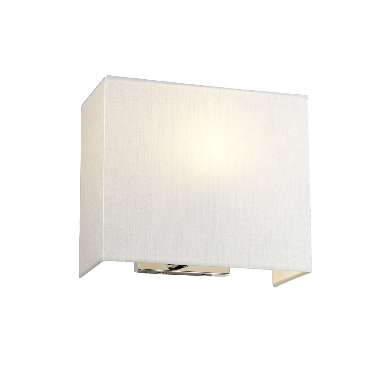 Riley mittelgroße, rechteckige Wandleuchte mit polierter Chrom - Rückplatte und elfenbeinfarbenem Lampenschirm - Elsteadlighting - DL - RILEY - M - IV - PC
