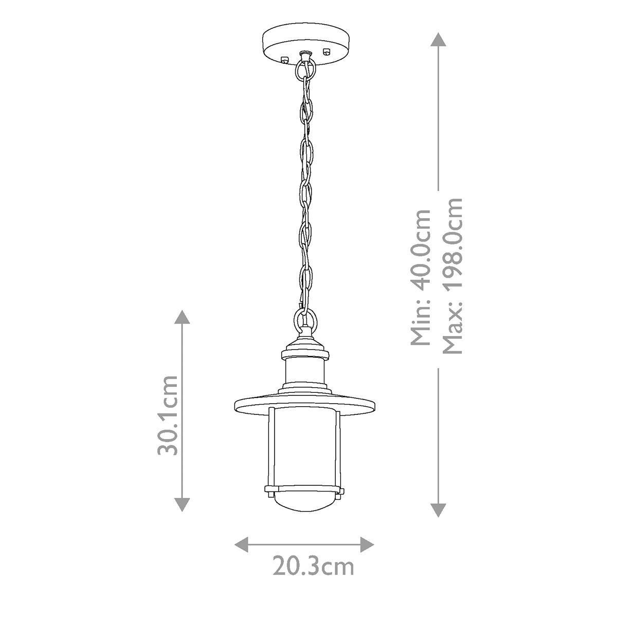 Riverwood 8" Kettenlaterne - verwittertes Zink - Elsteadlighting - KL - RIVERWOOD8 - M