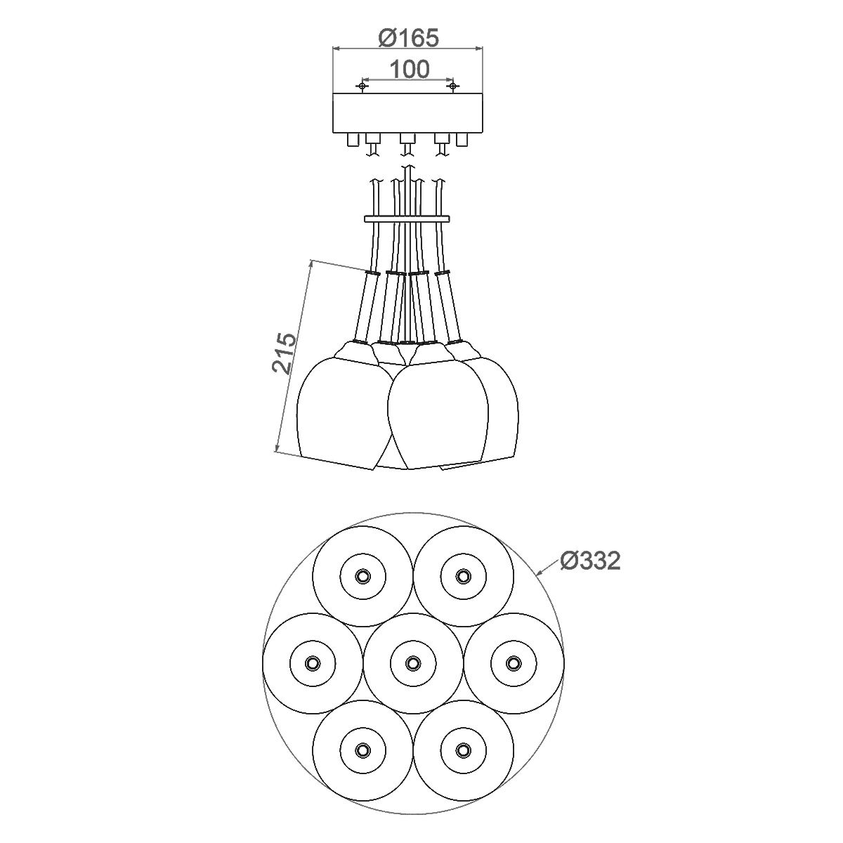 Rubin Cluster - Kronleuchter mit 7 Lichtern, poliertes Nickel - Elsteadlighting - FE - RUBIN - 7P