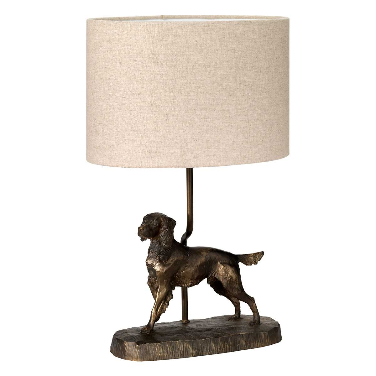 Rufus 1 - flammige Tischlampe mit ovalem Schirm, Bronzepatina mit natürlichem Schirm - Elsteadlighting - DL - RUFUS - TL