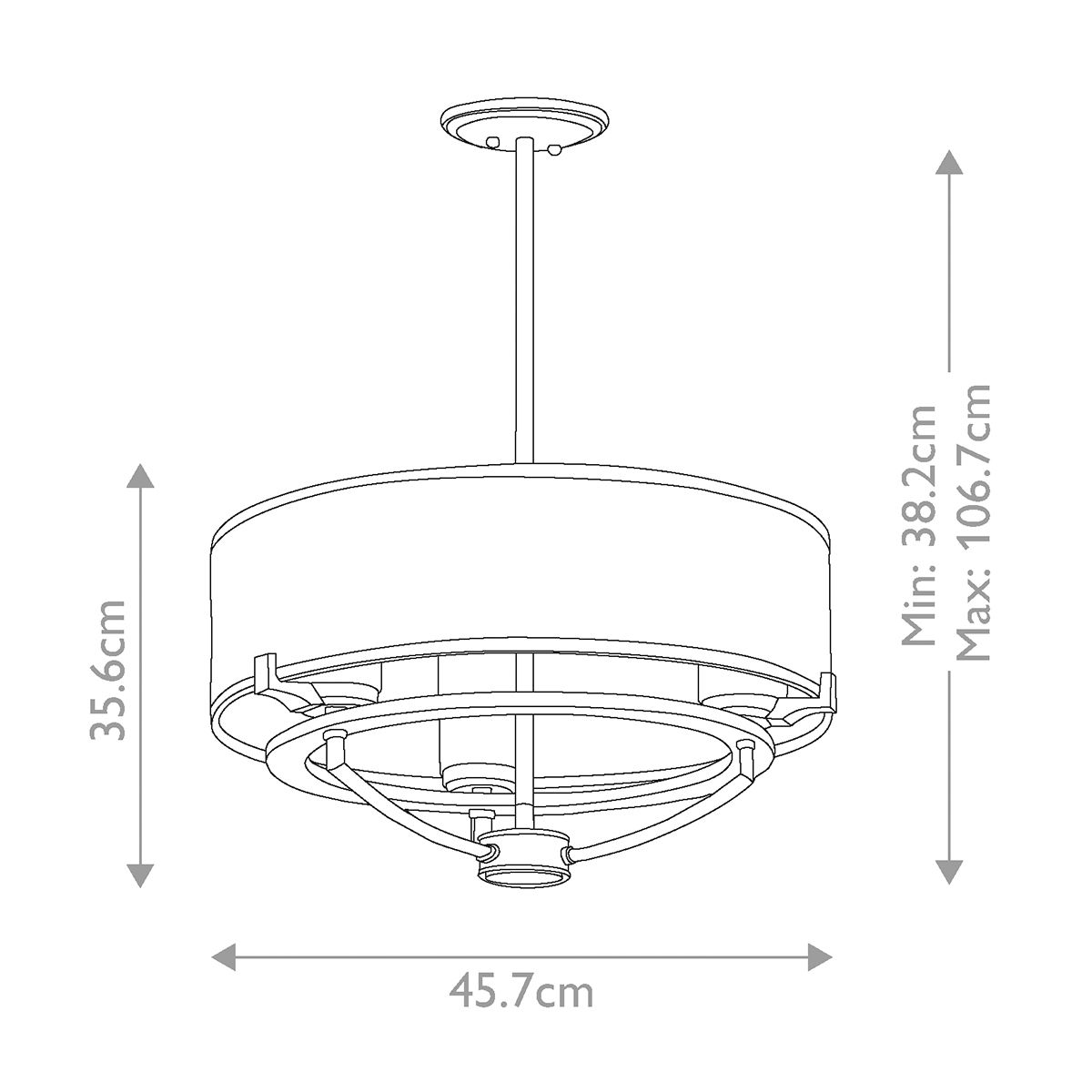 Saldana Kronleuchter mit 3 Lichtern, klassisches Zinn - Elsteadlighting - KL - SALDANA3
