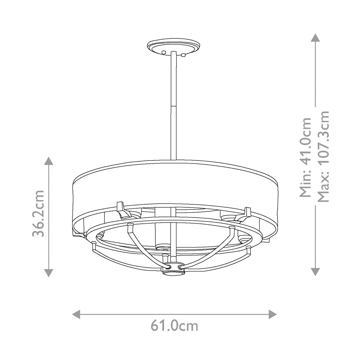 Saldana Kronleuchter mit 5 Lichtern, klassisches Zinn - Elsteadlighting - KL - SALDANA5