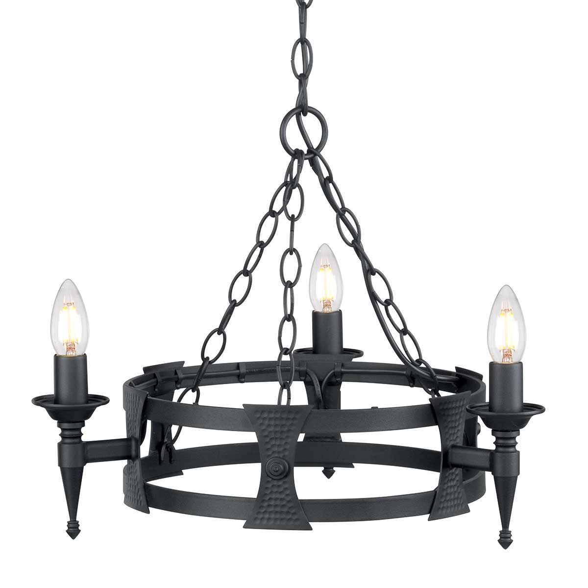 Saxon Kronleuchter mit 3 Lichtern, Schwarz - Elsteadlighting - SAX3 - BLK