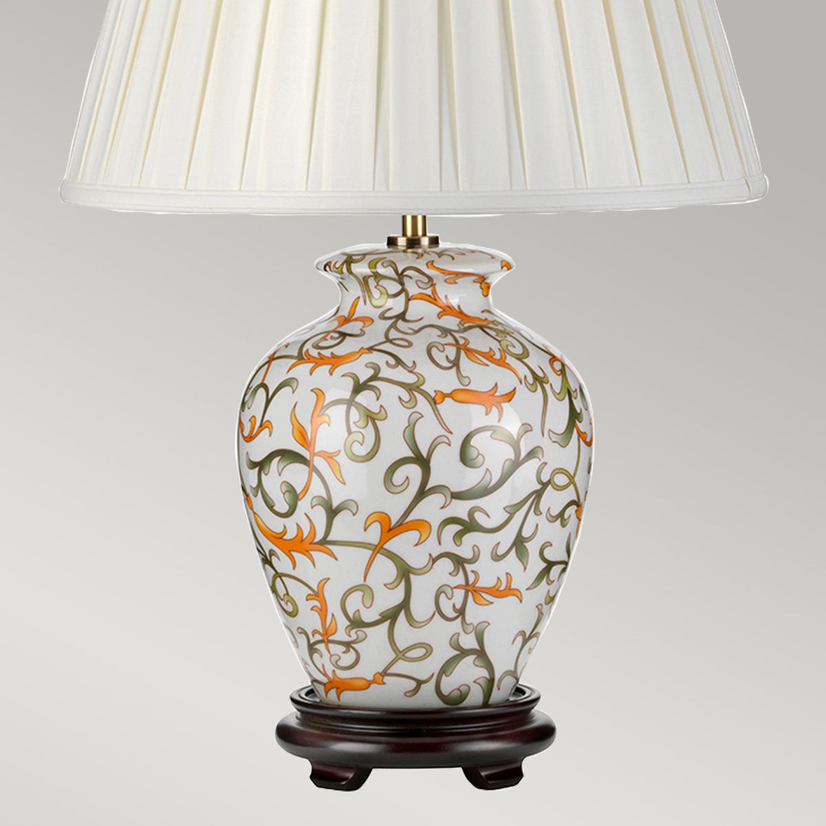 Soling 1 - flammige Tischlampe, Creme mit Orange und Grün, mit elfenbeinfarbenem Schirm - Elsteadlighting - DL - SOLING - TL