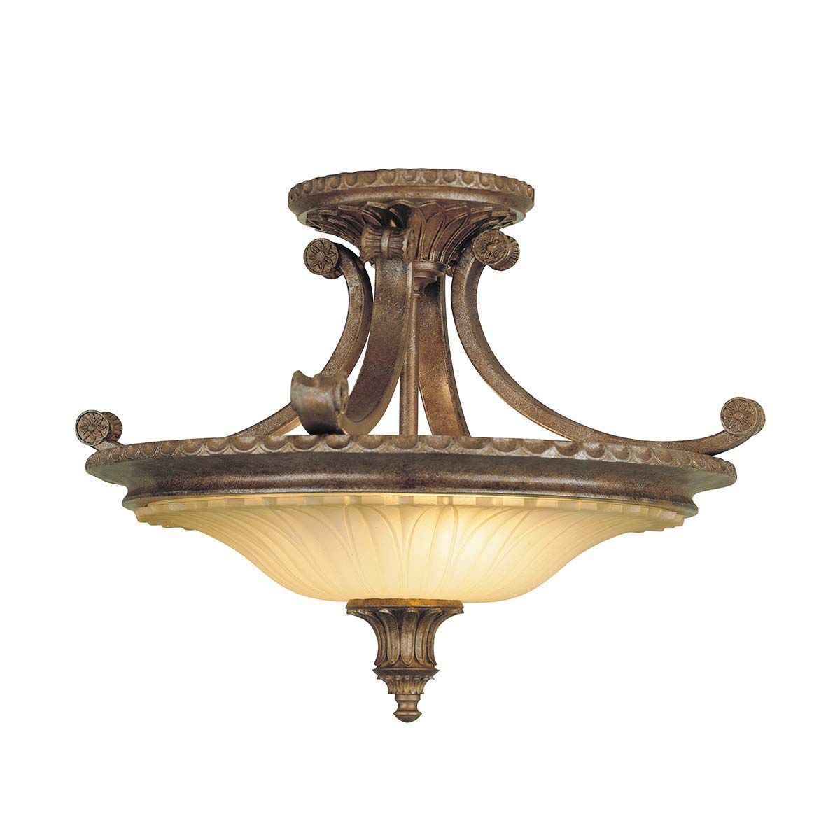Stirling Castle 2-flammige Deckenleuchte, halbbündig, britische Bronze - Elsteadlighting - leuchtengrosshandel24