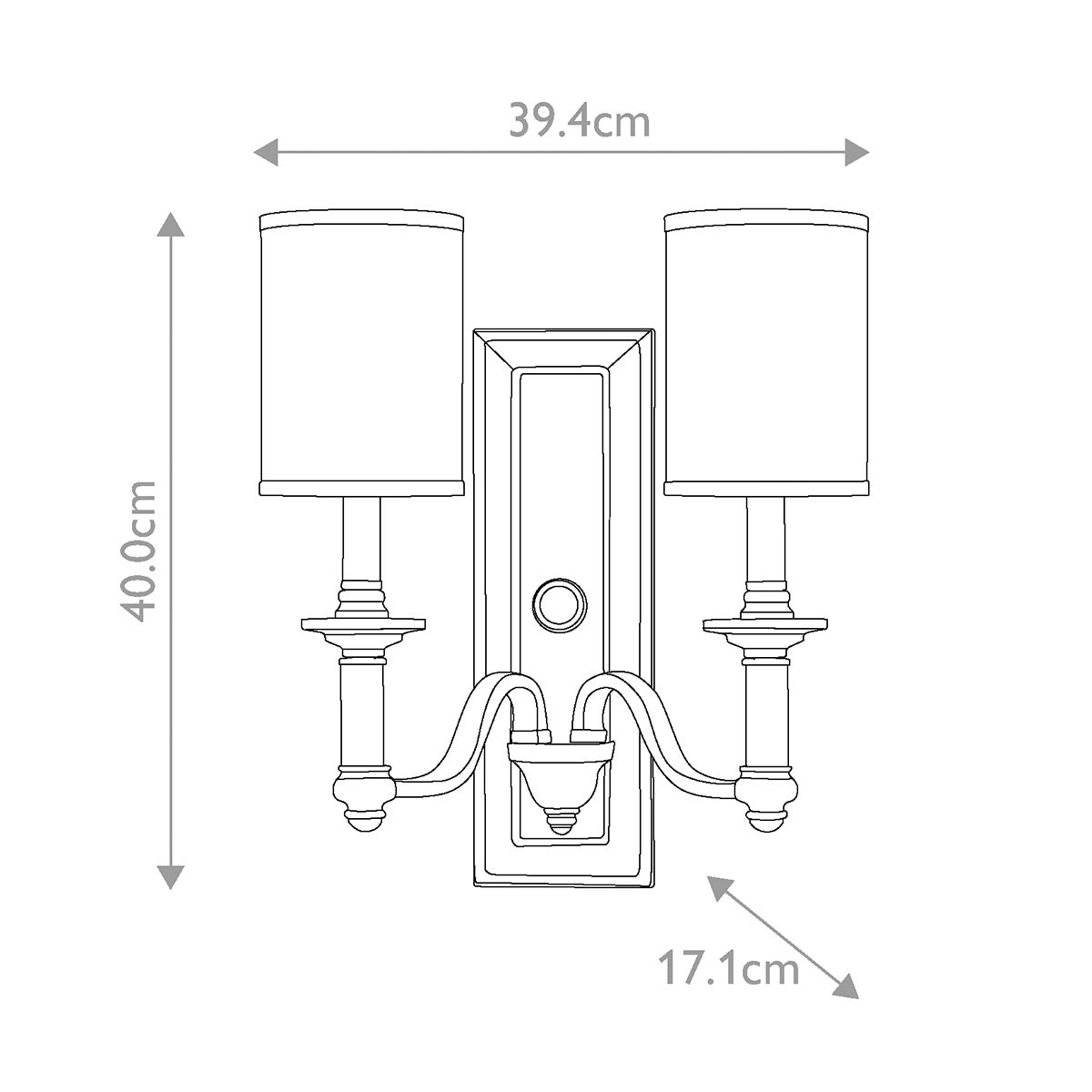 Sussex 2-flammige Wandleuchte - Gebürstetes Nickel - Elsteadlighting - leuchtengrosshandel24