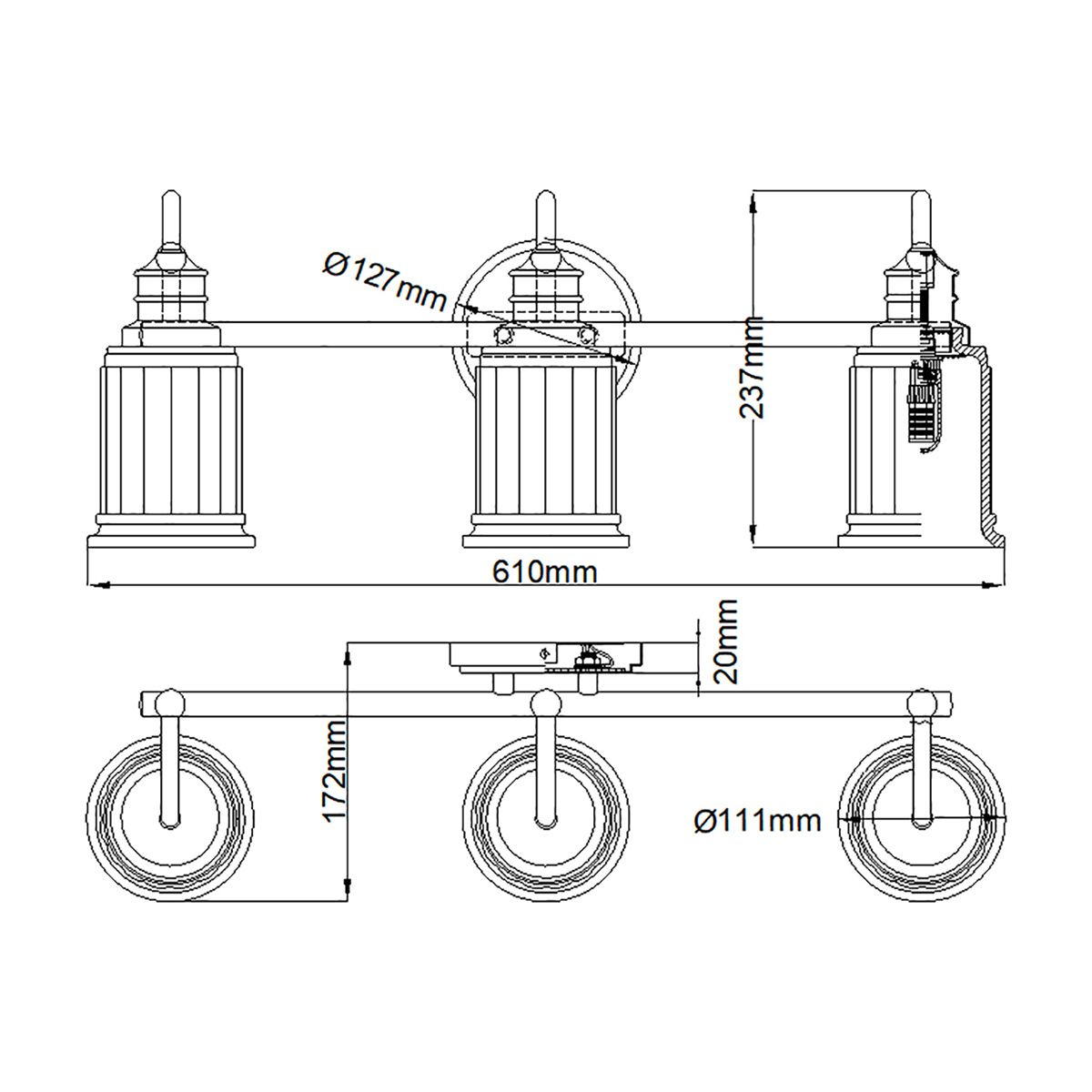 Swell 3-flammige Wandleuchte - Poliertes Chrom - Elsteadlighting - leuchtengrosshandel24